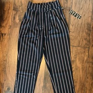 Forever 21 striped paper bag pants